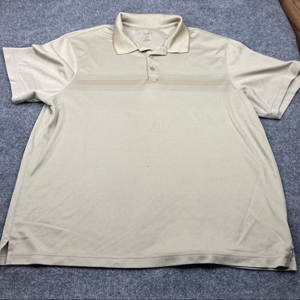 Haggar Mens Polo Shirt Collared Short-Sleeve XL Golf‎ Tan Cream